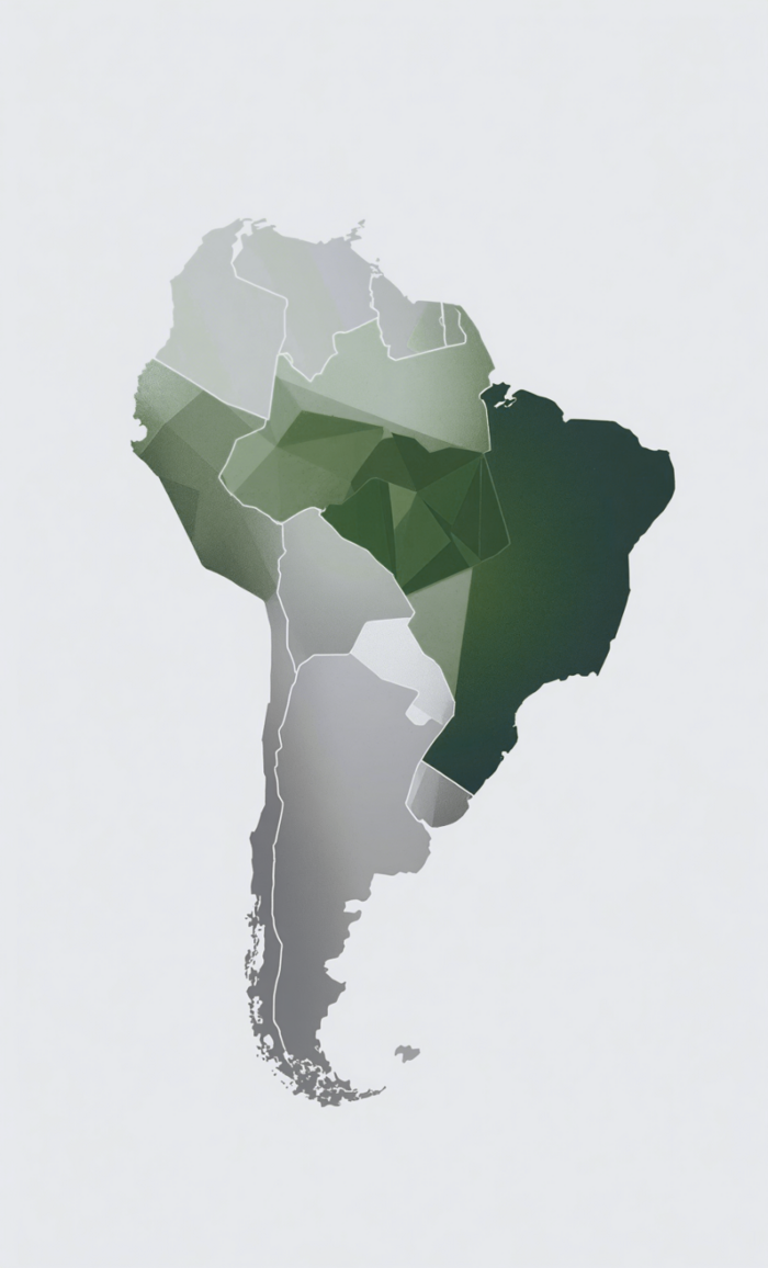 Mapa de Sudamérica con presencia en Argentina y Paraguay
